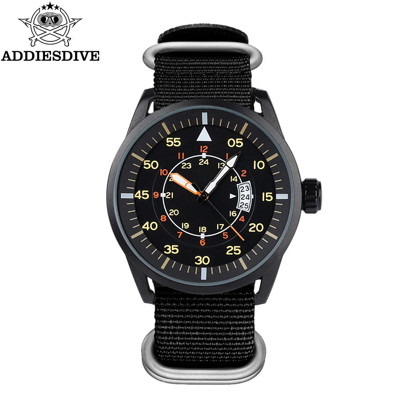 Men's 44mm Quartz Watch Waterproof 50m Large Dial Nylon Strap Analog Timepiece