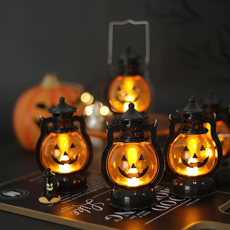 Halloween LED Hanging Pumpkin Lantern Light Ghost Lamp - Small Oil Lamp Decor