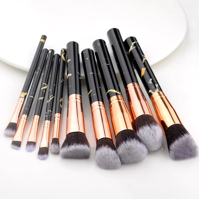 10pcs Makeup Brush Set Cosmetic Tools for Face & Eye Makeup - Beauty Kit