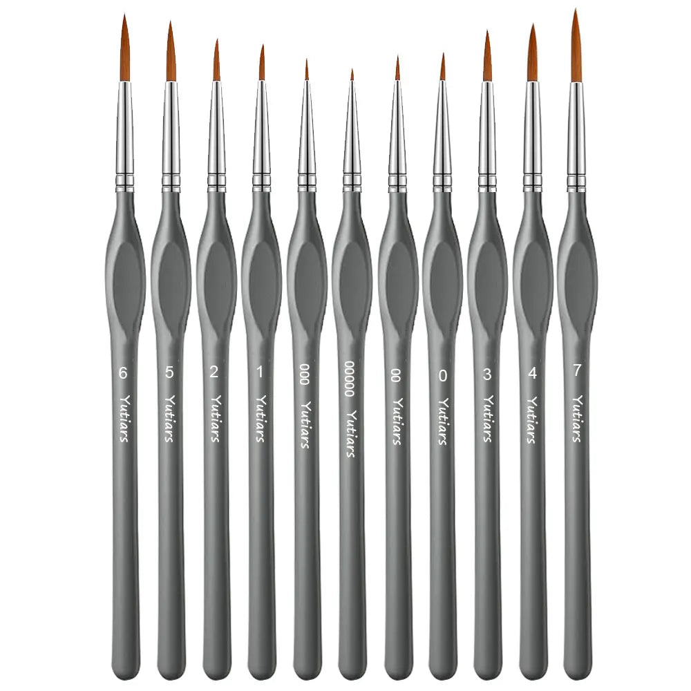 10-Piece Fine Detail Paint Brush Set for Miniatures, Nails, Face & Art