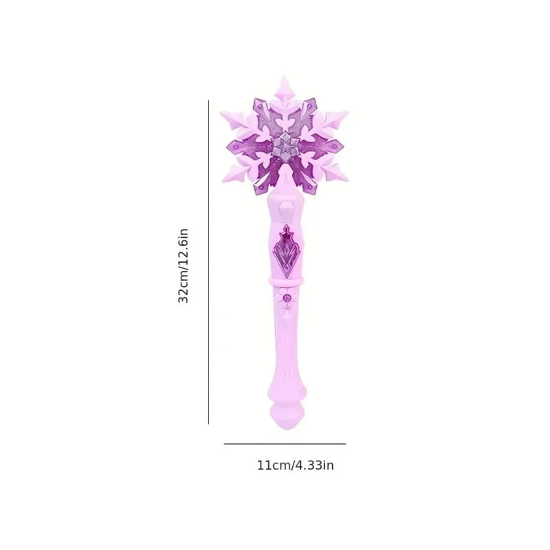 Glowing Princess Snow Wand Toy for Fairy Girls with Snowflake Light and Sound - Christmas Halloween Kids Cosplay