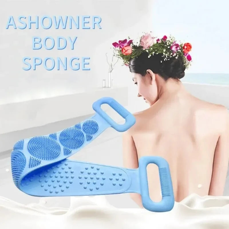 Silicone Bath Scrubber Back Massage Exfoliating Sponge Shower Brush Body Wash
