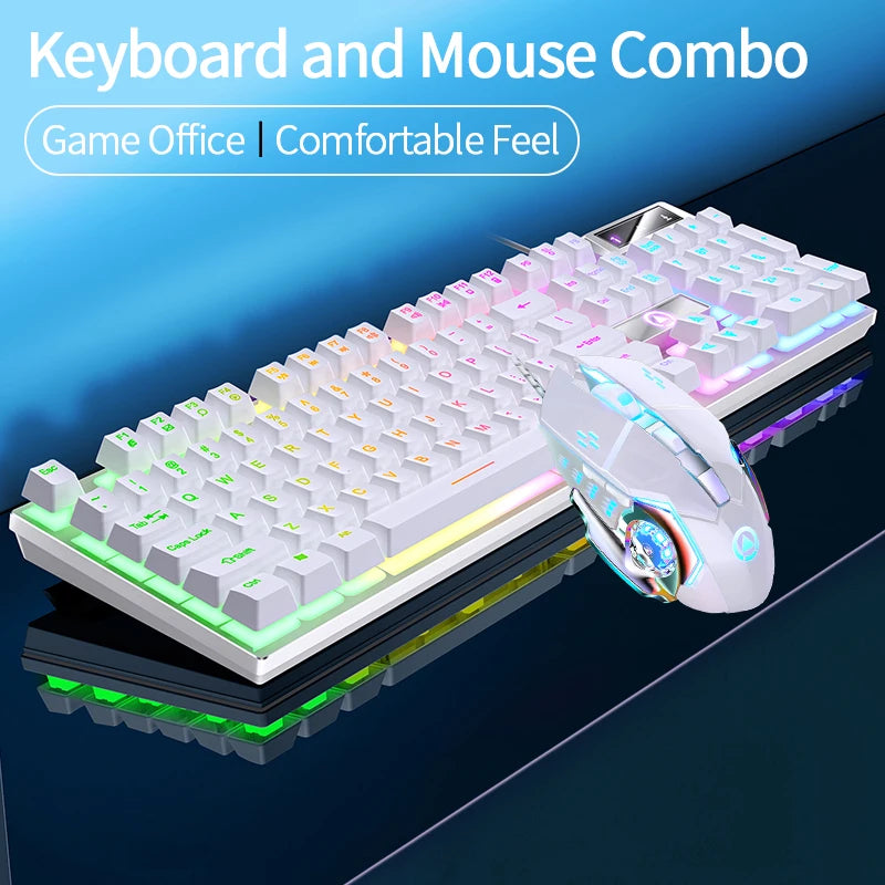 Wired Backlit Mechanical Feel Gaming & Office Keyboard Mouse Set for Desktop & Laptop