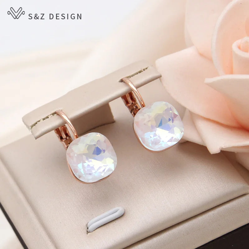 Colorful Crystal Dangle Earrings for Women Wedding Engagement Jewelry