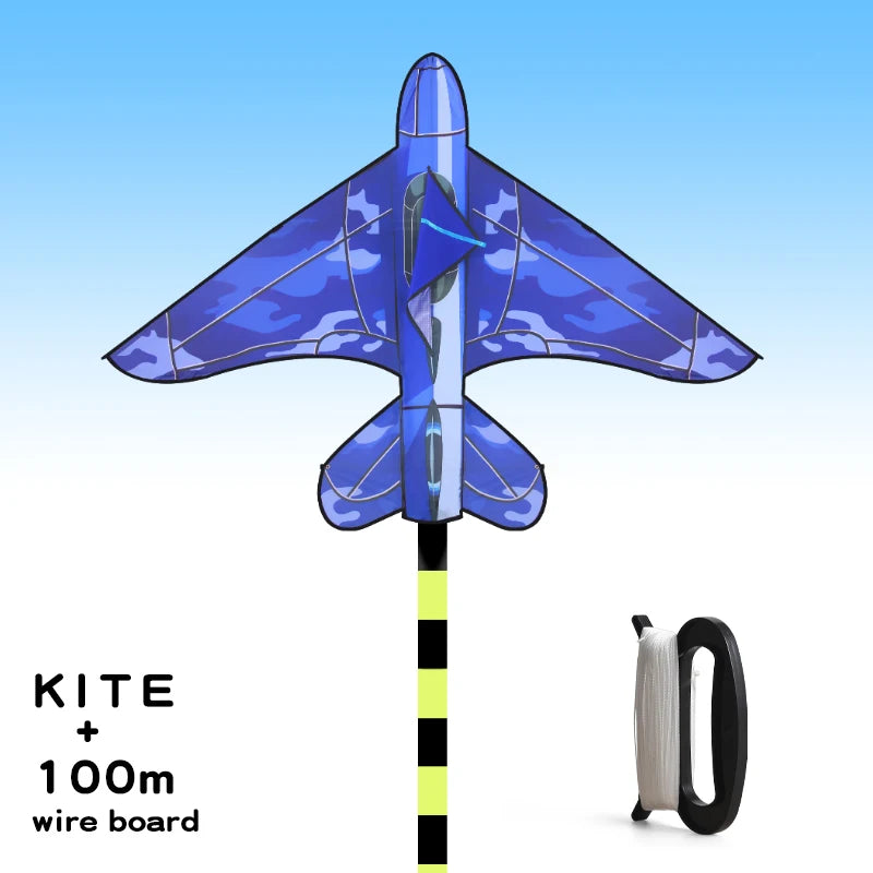 Outdoor Flying Kite with Handle and 100m Line - Blue Camouflage, 145x115cm