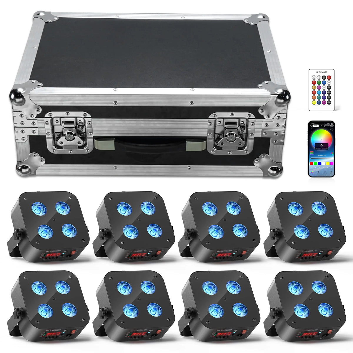 Rechargeable Battery Par Lights Set with Flightcase for Party and Stage Effects