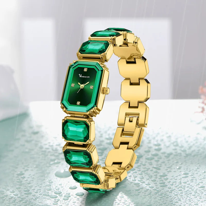 Luxury Women’s Diamond Studded Square Dial Quartz Watch Waterproof Elegant Wristwatch