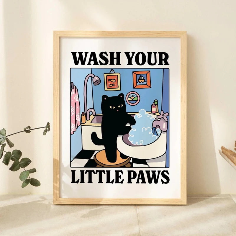 Black Cat Wall Art Canvas Print for Home Decor - Living Room Bedroom
