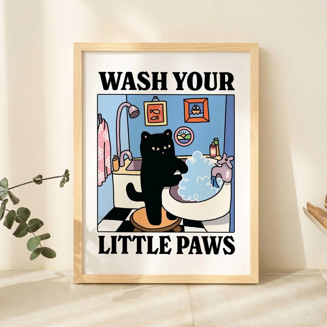 Black Cat Wall Art Canvas Print for Home Decor - Living Room Bedroom
