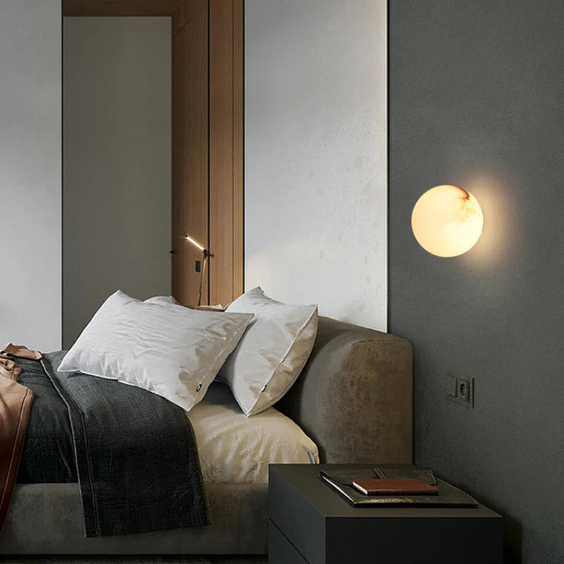 Nordic Alabaster Wall Lamp with LED G9 Bulb - Warm 3000K White Light for Bedroom & Living Room