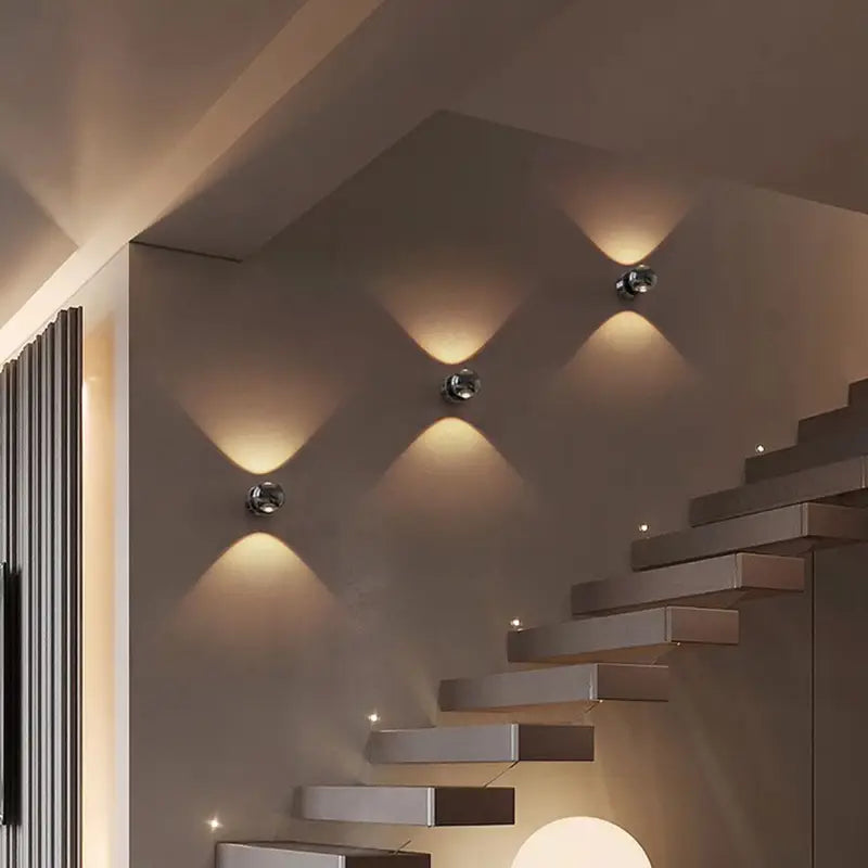 Modern Aluminum Wall Light with Glass Shade for Living Room Bedroom Corridor