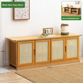 Wooden & Bamboo Shoe Cabinet with Door Storage and Stool - Multi-Color Options