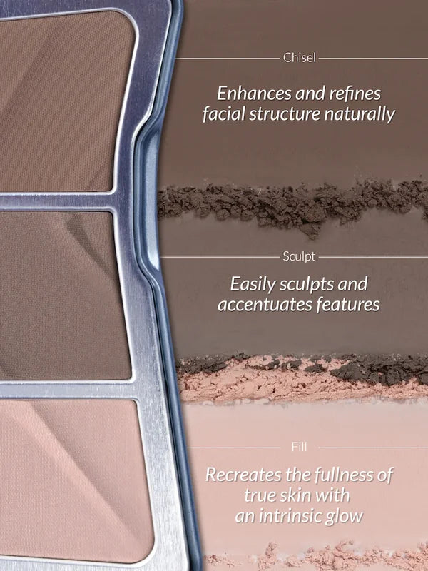 Kaleidos Contour Highlighter Palette - 3 Natural Matte Face Shades for Brightening & Nose Contouring