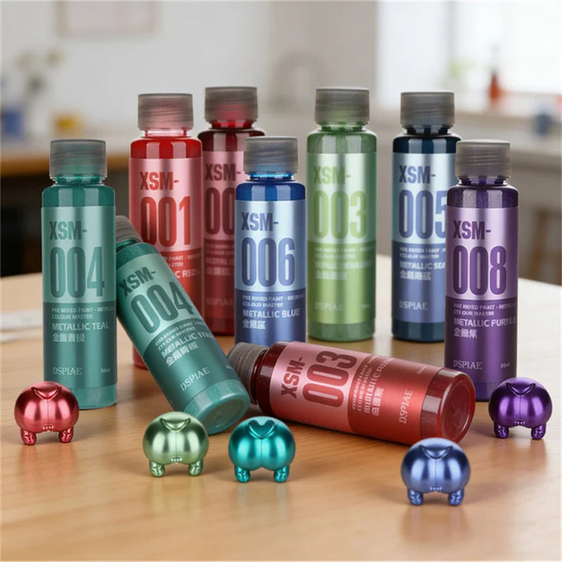 Water-Based Metallic Paint Set for Model Hobby Airbrush 50ML - Multiple Colors