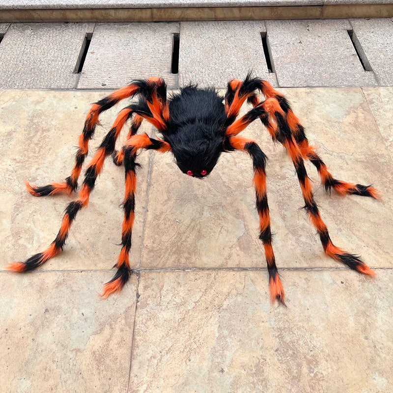 Giant Black Spider Halloween Decor - Scary Artificial Plush Ornament for Haunted House & Outdoor Scenes