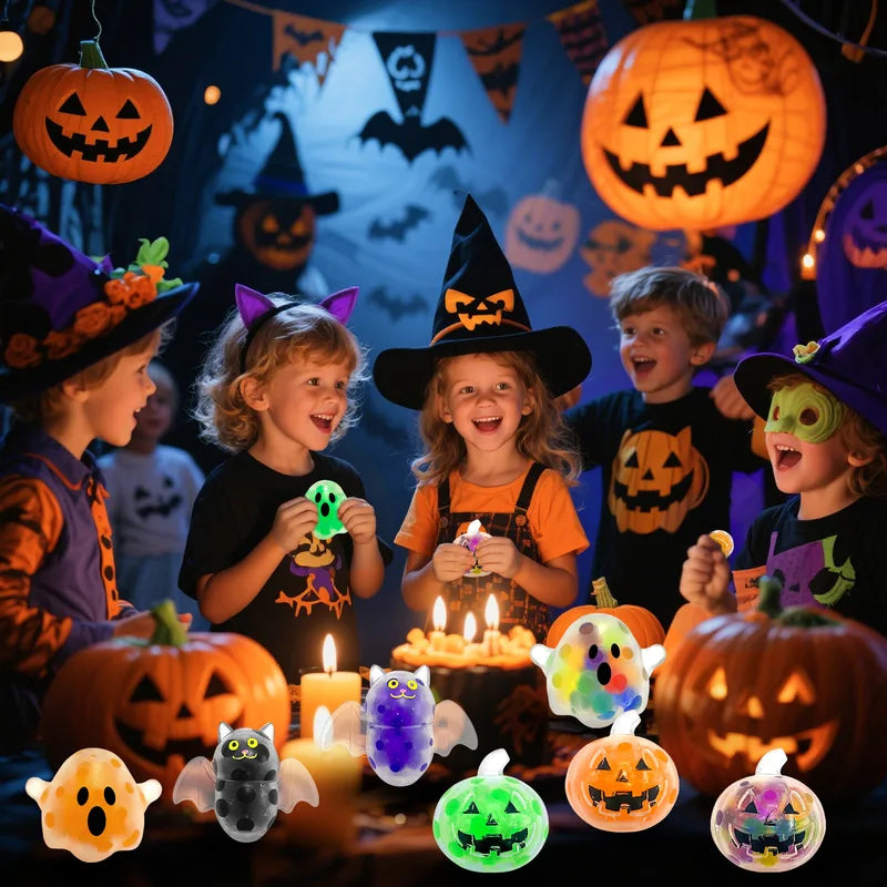 Halloween Stress Relief Bead Ball Toy Ghost Pumpkin Bat Squeeze & Release Fidget