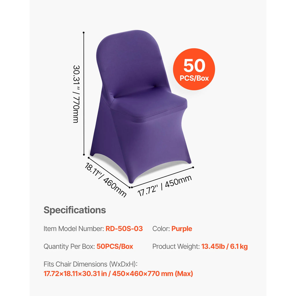 Stretch Spandex Chair Covers Set for Wedding Party Events - 50 Pcs