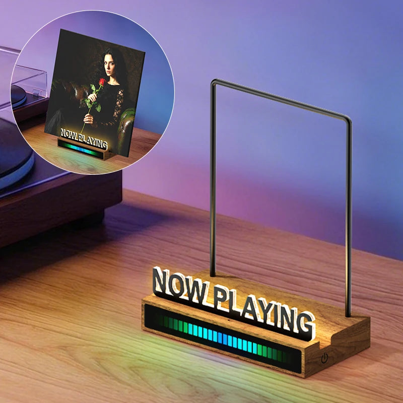 Vinyl Record Stand with RGB LED Light and Sound Reactive Display