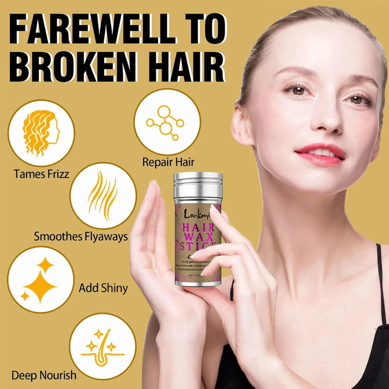 High Shine Hair Wax Stick for Smooth Long-Lasting Anti-Frizz Styling with 3-Comb Kit