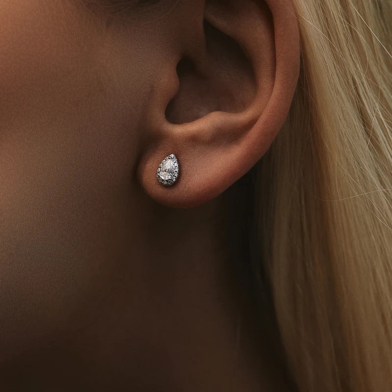 D Color Moissanite Stud Earrings in Sterling Silver - Heart, Pear & Square Designs