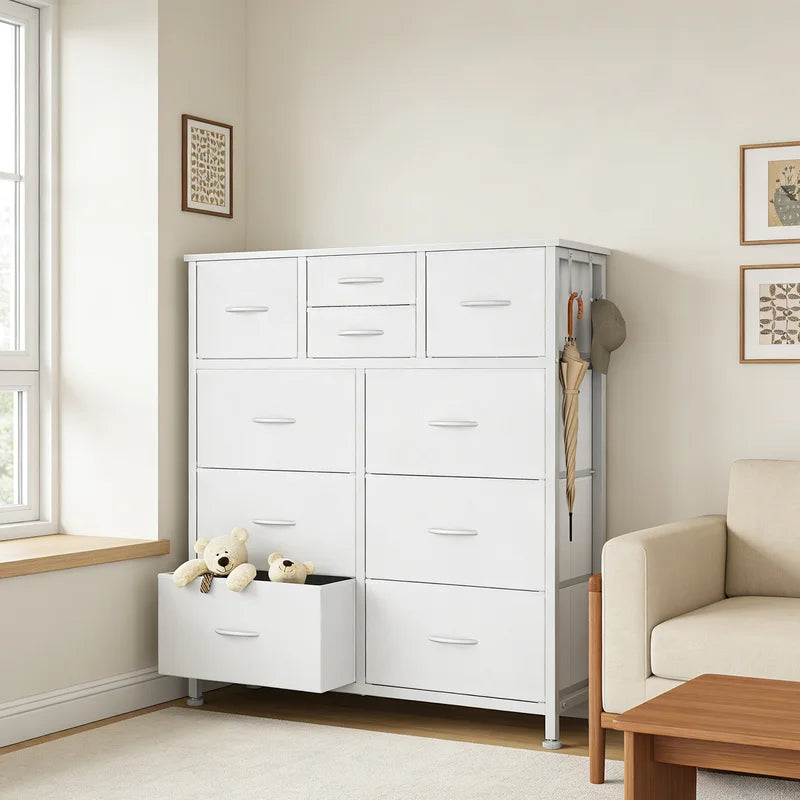 MCQ Living Room Fabric Drawer Cabinet with Side Storage Bag - 10 Drawers