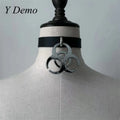 Adjustable Punk Medical Waste Pendant Necklace - Leather Choker, Casual Rock Style