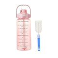 Large 2L Plastic Water Bottle with Motivational Time Markers & Silicone Straw