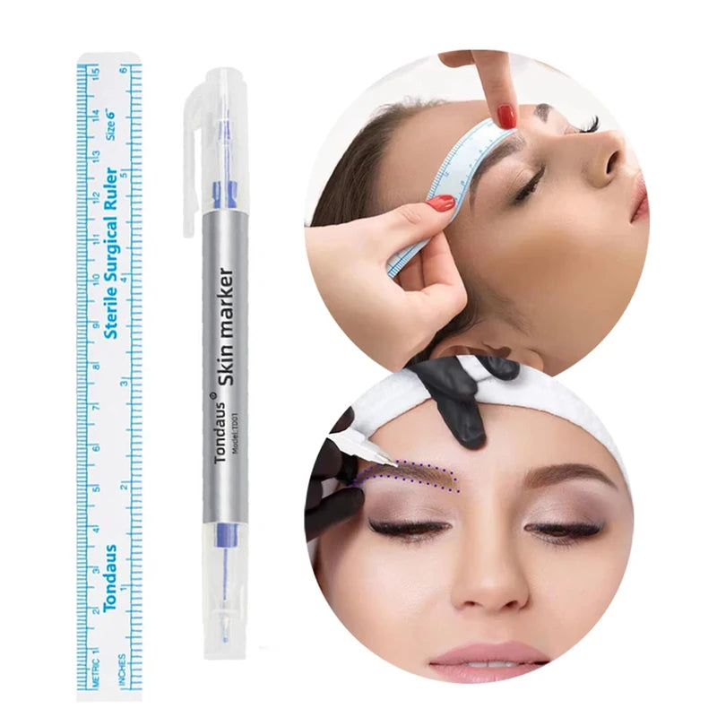 Microblading Manual Tattoo Pen Kit with U18pin Blades and Practice Skin for Eyebrow Makeup