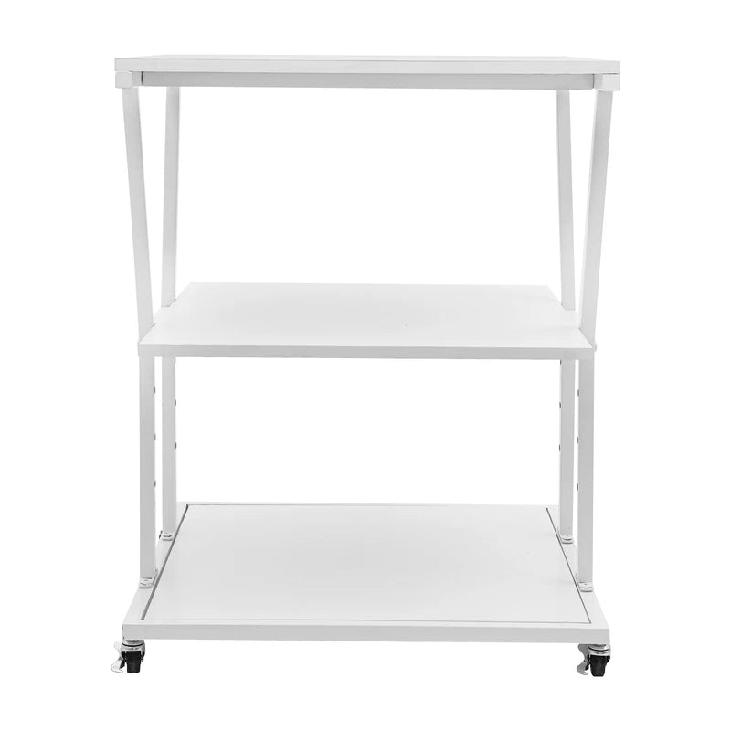 Adjustable 3-Tier Printer Stand with Locking Wheels - Home Office Storage Cart