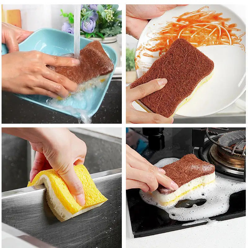 6pcs Multi-Color Sisal Scouring Pads for Kitchen Cleaning - Natural Wood Pulp Cotton