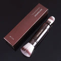 Double-Ended Makeup Brush Set - Foundation Powder Cosmetic Tool with Metal Handle and Case