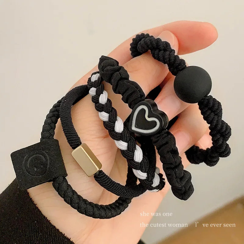 Women's Hair Ring Set - Elastic Leather Ponytail Holders - 10PCS