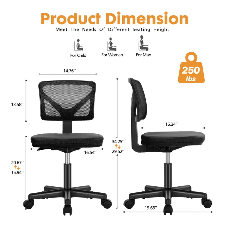 Adjustable Mesh Office Chair with Lumbar Support & 360° Swivel