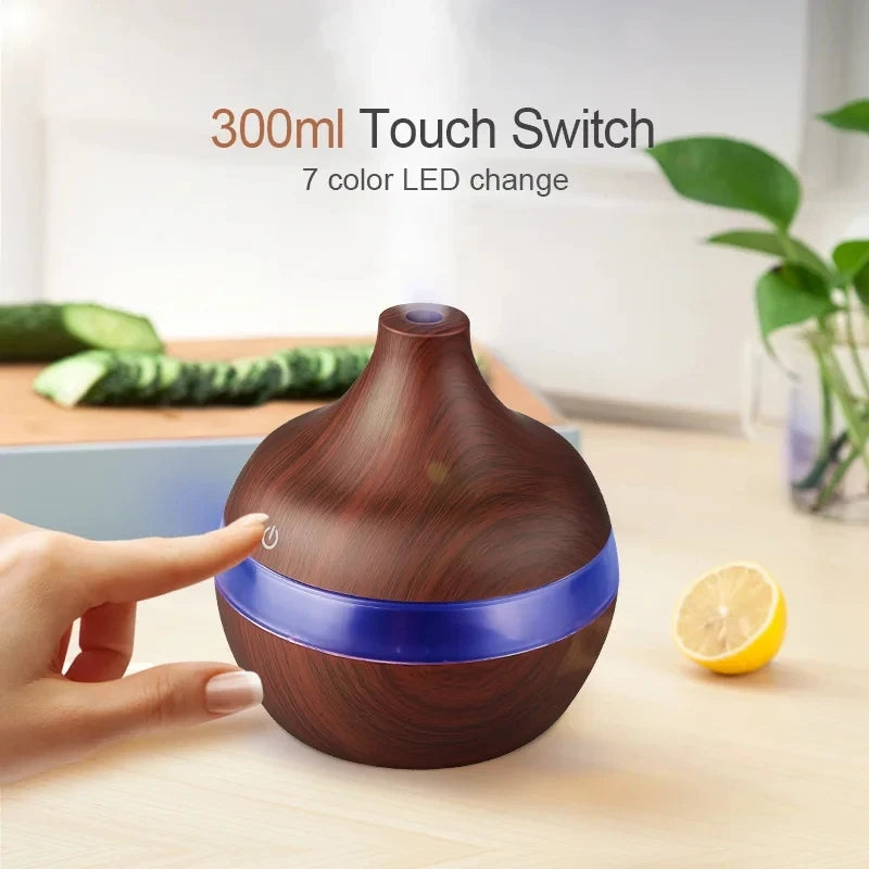 Ultrasonic Air Diffuser Humidifier with Essential Oil Aromatherapy, 300ml Capacity