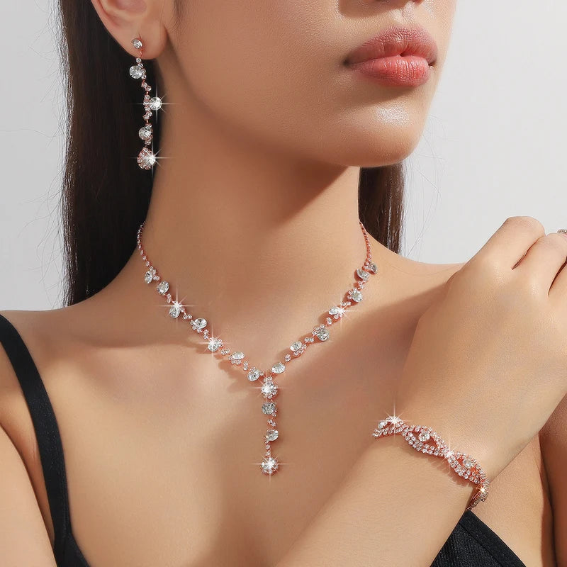 Elegant Sunflower Jewelry Set Necklace Earrings Bracelet for Wedding Party