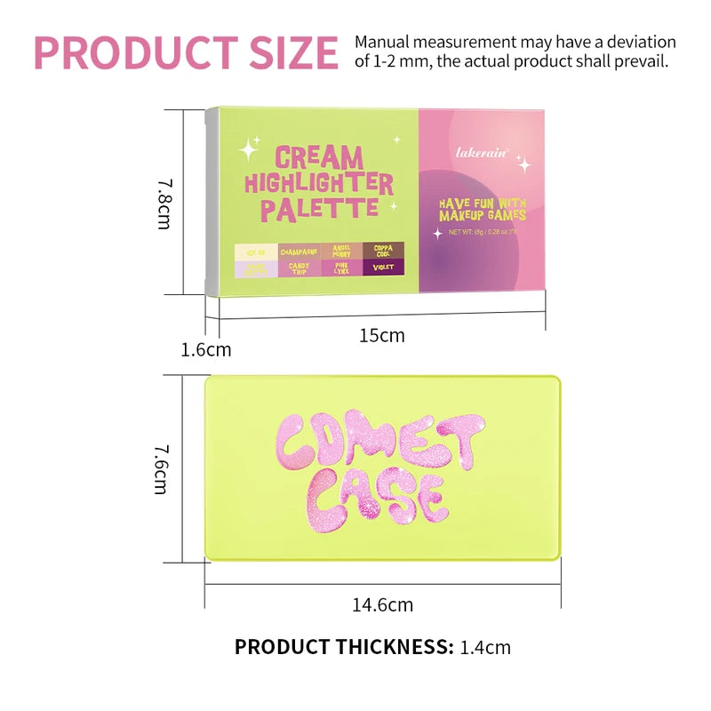 High Gloss Cement Makeup Palette Set with Matte & Shimmer Finishes - Long-Lasting Curve Case