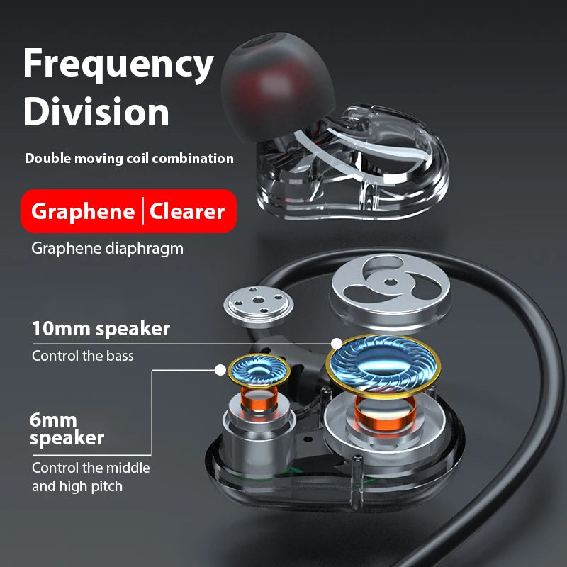 Quad Core 9D Surround Sound Earphones with Noise Reduction In-Ear Headphones for Gaming and Samsung