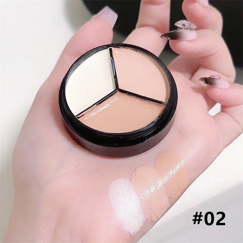 High Coverage 3-Color Concealer Palette for Face & Under Eyes – Waterproof & Long-lasting
