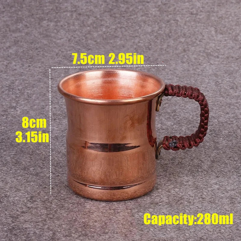 Handcrafted Copper Beer Mug with Weave Handle 400ml Moscow Water Drinkware