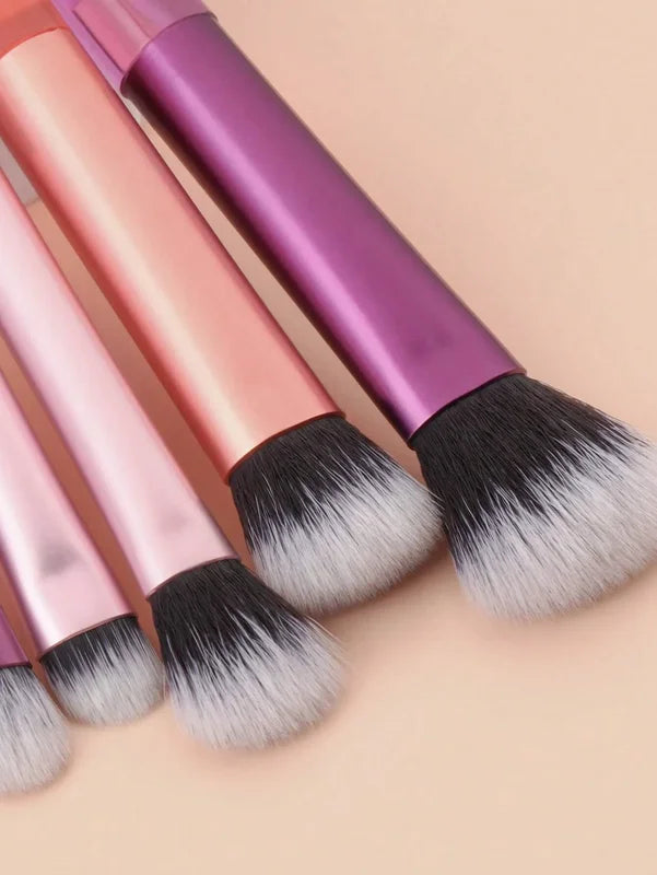 10Pcs Mini Portable Makeup Brush Set with Crystal Handles for Face & Eyes