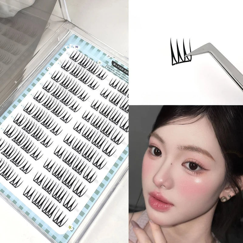 Reusable No Glue 3D Volume False Eyelashes - 7-13mm C Curl, Soft Case