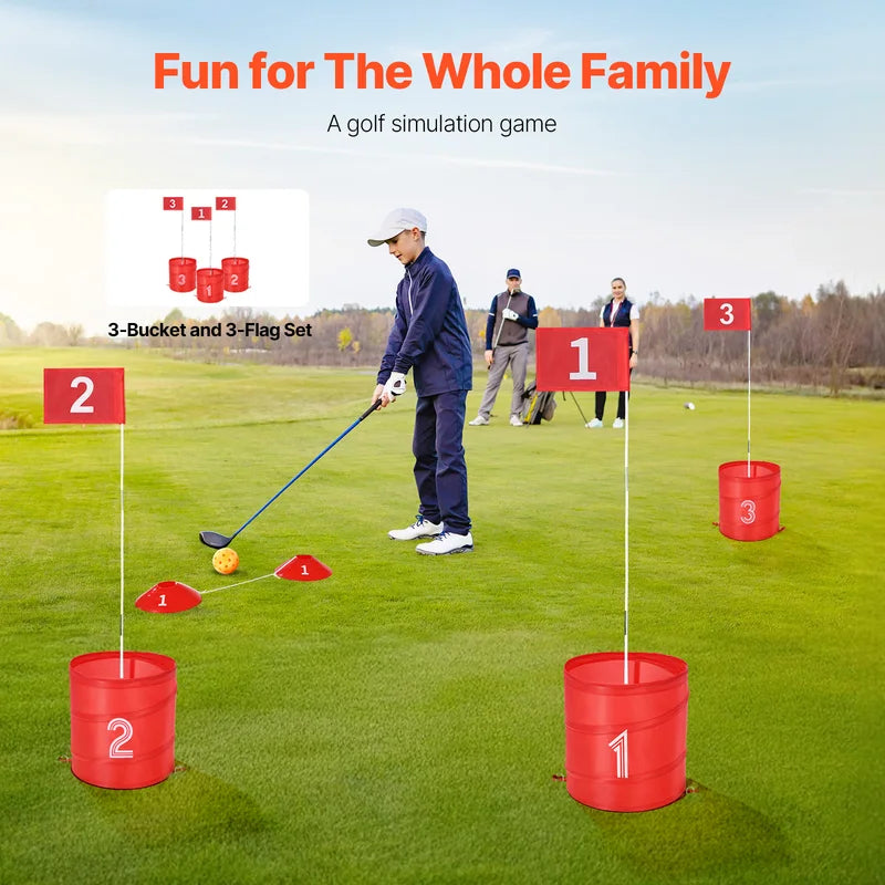 Portable Backyard Golf Game Set with 3 Holes and Accessories for Family Outdoor Fun