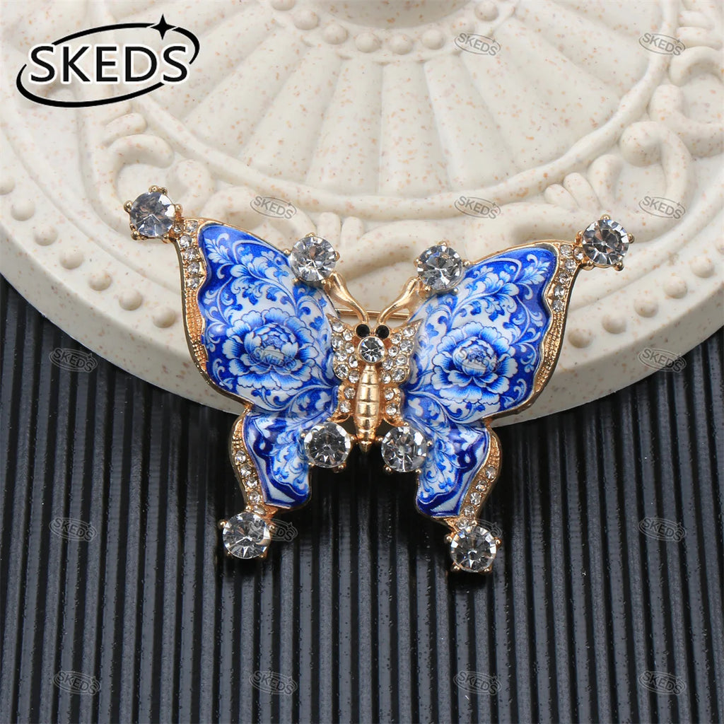 Vintage Animal Brooch Pin with Rhinestones and Crystals - Butterfly Peacock Sheep Jewelry Gift