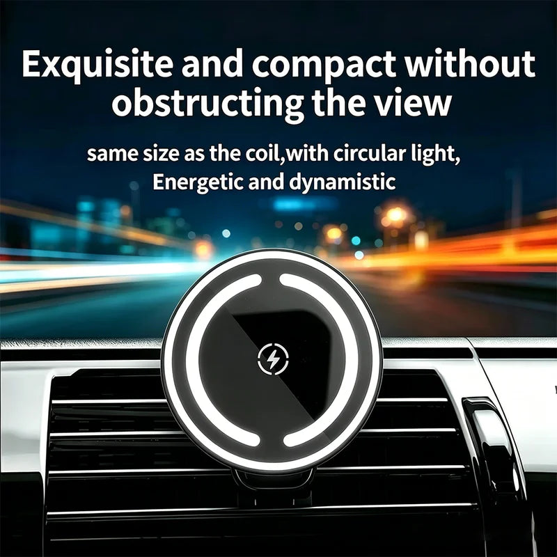 Wireless Car Phone Charger Mount with Magnetic Holder and Fast Charging 30W