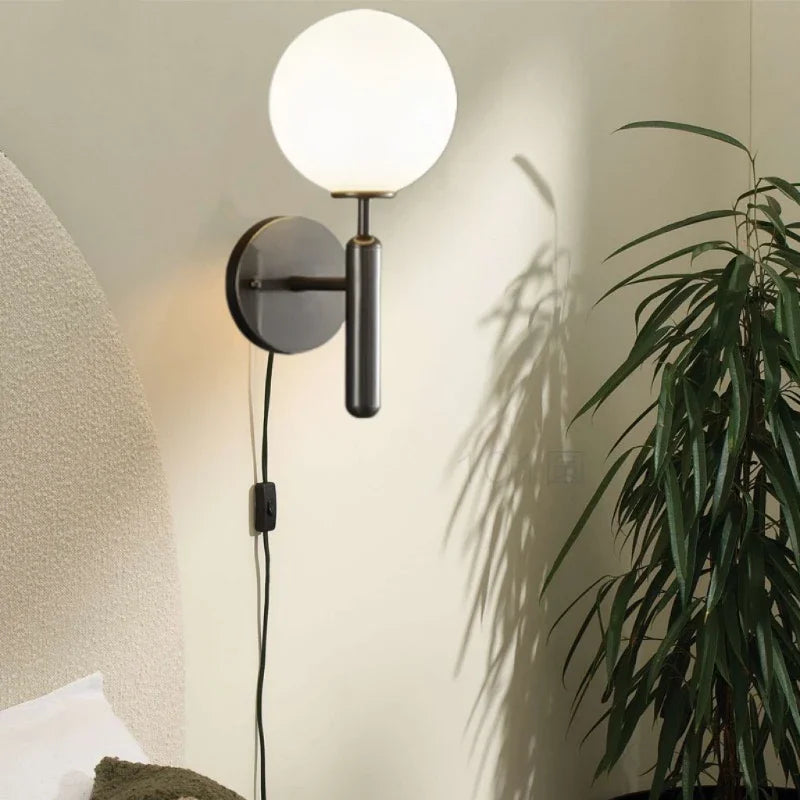 Modern Indoor Wall Sconce Light with Plug Switch - LED Bedroom & Living Room Wall Lamp
