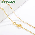 Gold-Plated Silver Bead Necklace Chain for Women Girls Jewelry