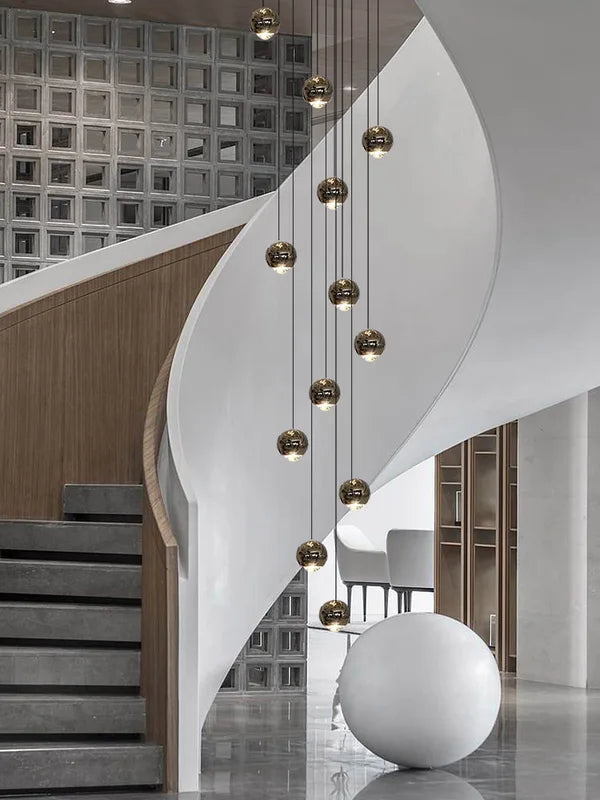 Minimalist Circular Staircase Ceiling Chandelier for Living Room & Loft Lighting