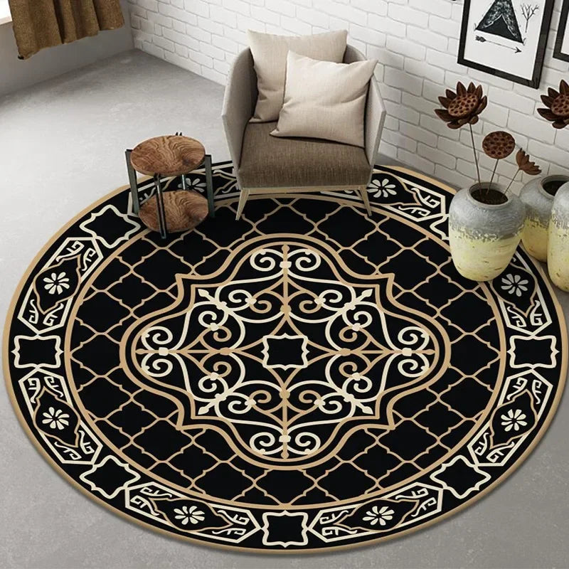 Kids Play Area Rug with Tree Ring Pattern Non-Slip Soft Carpet for Living Room Bedroom
