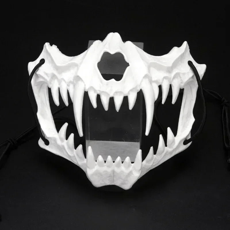 Horror Skull Mask with Long Teeth Demon Skeleton Cosplay Halloween Prop
