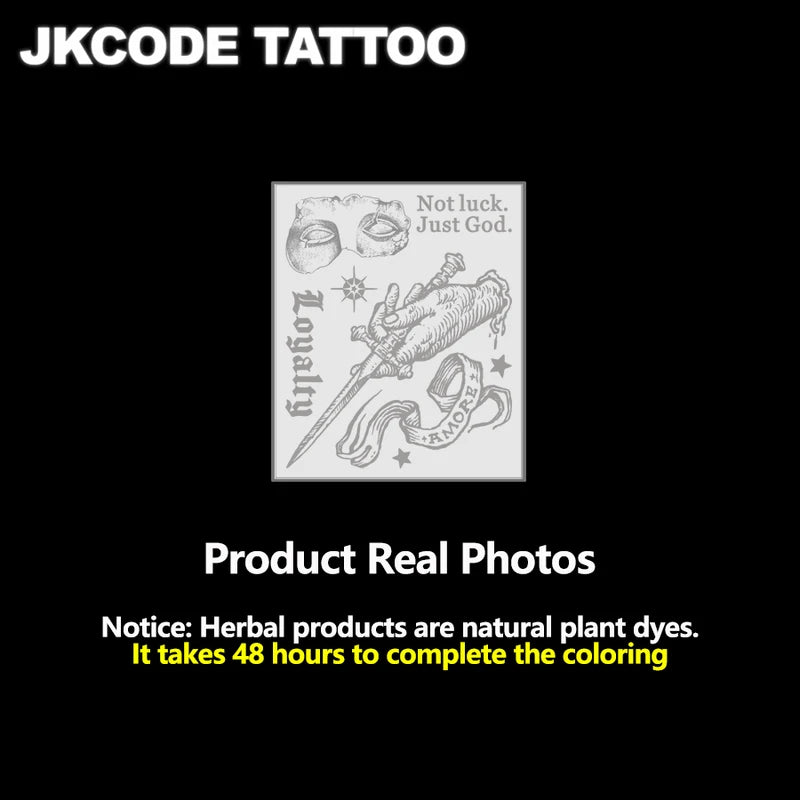 Waterproof Temporary Tattoo Stickers Gothic Mysterious Mask Design Long-Lasting